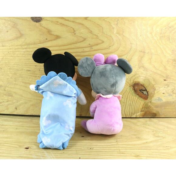 Disney Plush Minnie and Mickey Mouse Baby with Blanket Pink Blue - Picture 2 of 5